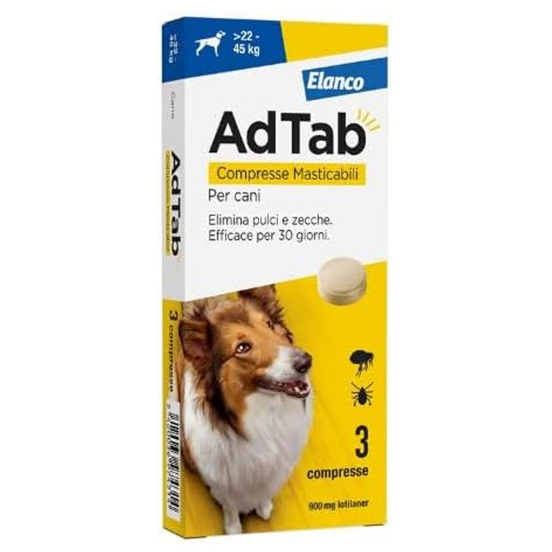 AdTab compresse masticabili per cani 900 mg da 22 a 45 Kg 3 COMPRESSE
