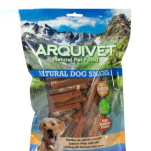 ARQUIVET Straccetti di salmone con pelle - 1 Kg - Snack 100% naturali per cani - prelibatezze per cani - Prodotto leggero - Molto ricco di sostanze nutritive