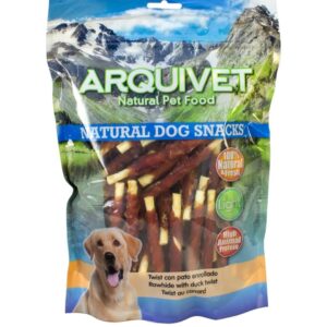 ARQUIVET Twist di anatra arrotolata - 13 cm / 1 Kg - Snack 100% naturali per cani - prelibatezze per cani - Prodotto leggero - Molto ricco di sostanze nutritive
